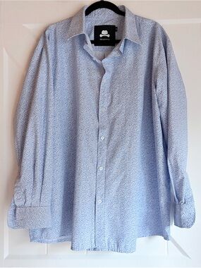 Winston Blue Micro Print Button Down Work Office Casual Shirt XL Tall